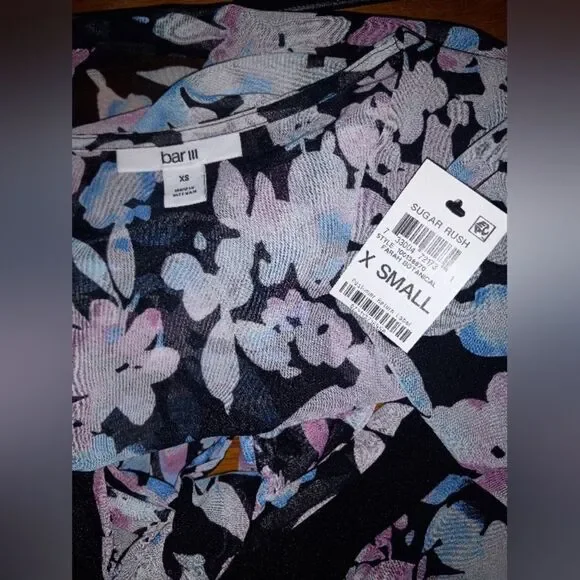 Barlll sheer black floral tie blouse - Picture 5 of 5